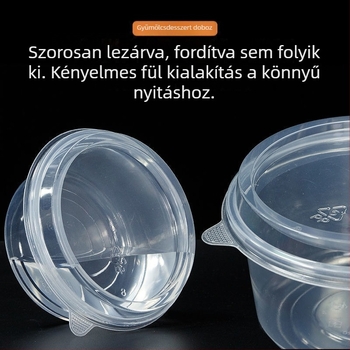 Egyszer használatos ételtál fedővel desszertekhez és zabkásához: zselés desszertek, négy gyümölcs leves, cukorszirup, rizsgombócok, jégzselé