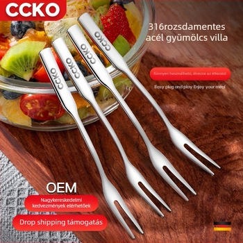 Gyümölcsvilla 316 rozsdamentes acélból, tükröző felület, CCKO logó nyomtatva, modern minimalista stílus