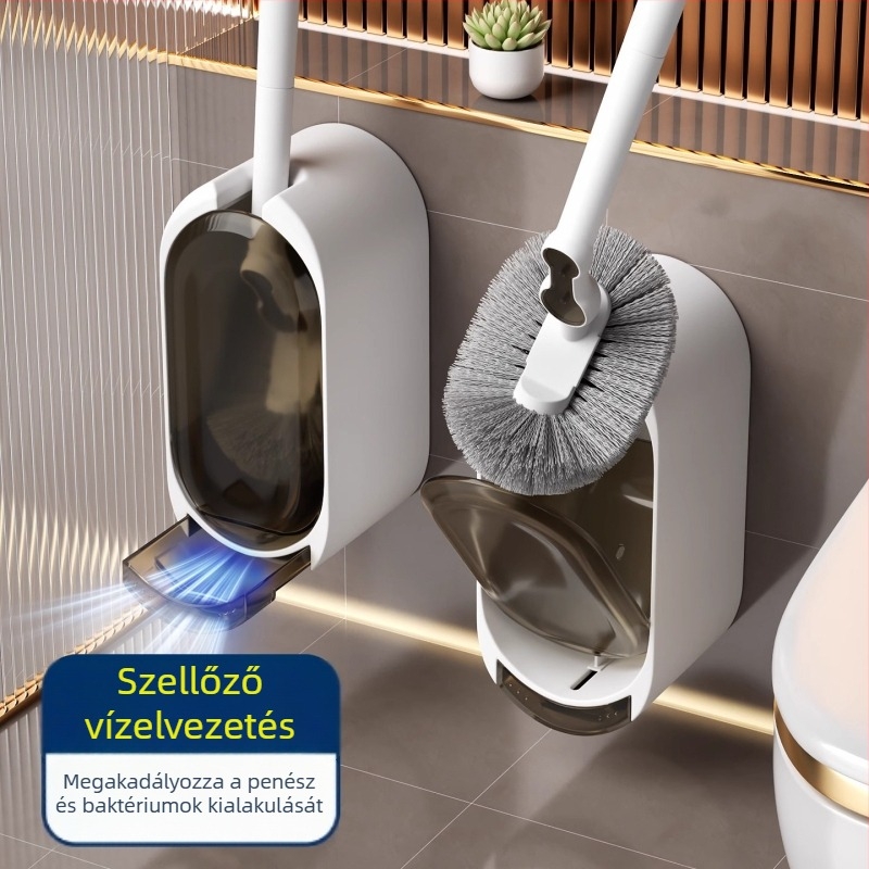 WC-kefe alappal és hosszú nyéllel, kiterjesztett holt-zónát elkerülő dizájn, műanyag, 1 db