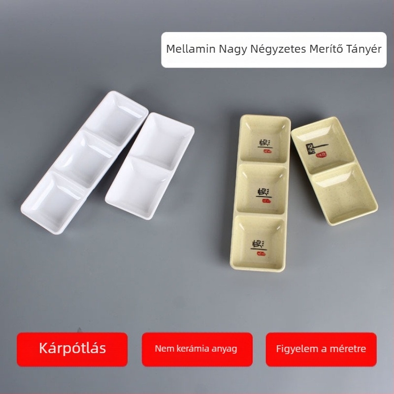 Kétrekeszes melamín edény forró pothoz, téglalap alakú, modern minimalista stílus
