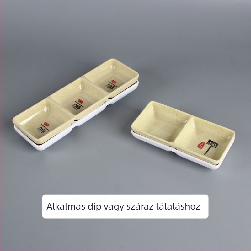 Kétrekeszes melamín edény forró pothoz, téglalap alakú, modern minimalista stílus
