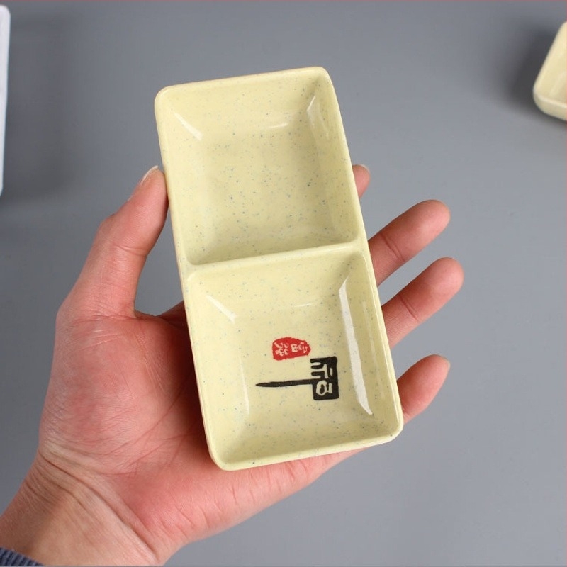 Kétrekeszes melamín edény forró pothoz, téglalap alakú, modern minimalista stílus