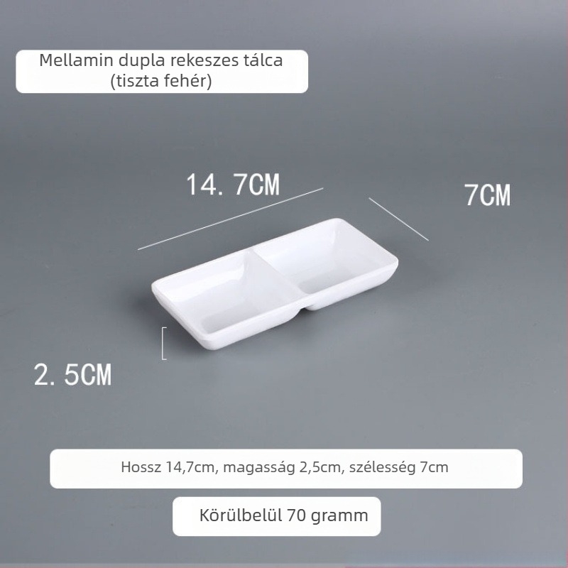 Kétrekeszes melamín edény forró pothoz, téglalap alakú, modern minimalista stílus