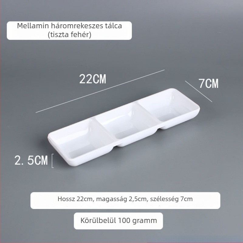 Kétrekeszes melamín edény forró pothoz, téglalap alakú, modern minimalista stílus