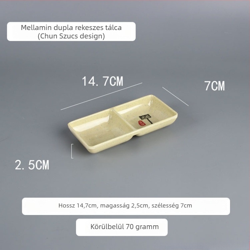 Kétrekeszes melamín edény forró pothoz, téglalap alakú, modern minimalista stílus