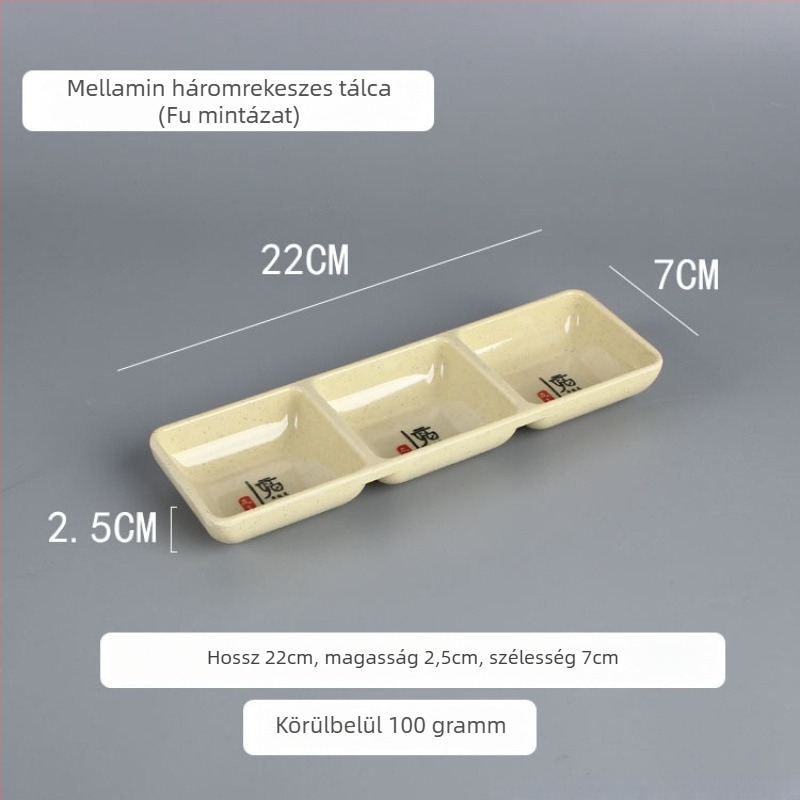 Kétrekeszes melamín edény forró pothoz, téglalap alakú, modern minimalista stílus
