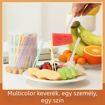 Egyszer használatos élelmiszer-minőségű műanyag gyümölcsvilla készlet – otthoni használatra, új kínai stílus, aranyos rajzfilm dizájn, felnőtteknek