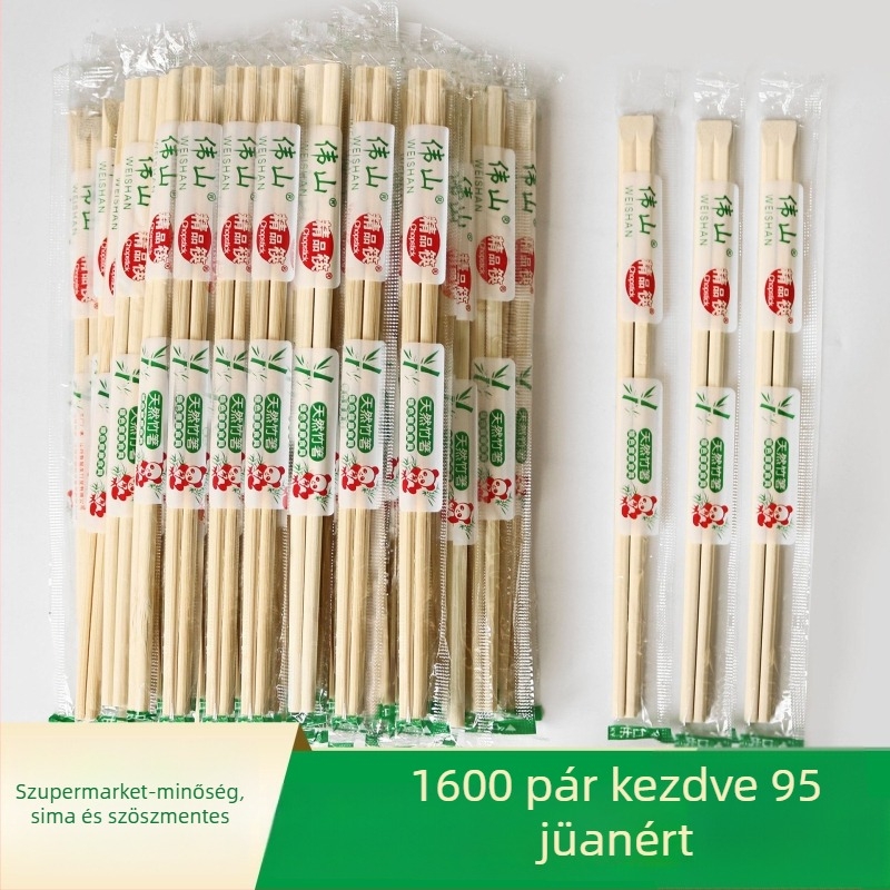 Weishan márkájú egyszer használatos bambusz evőpálcikák logóval, testreszabható feldolgozás, biológiailag lebomlóak, ideális kínai ételek csomagolásához