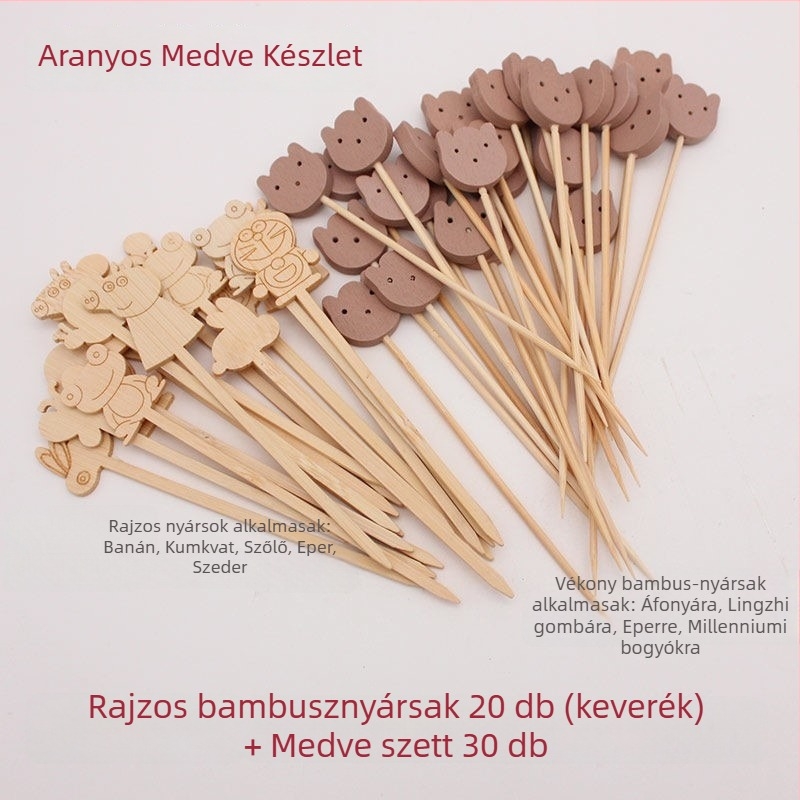 Bambusz pálcikák – egyszer használatos, rajzfilm-stílus, gyümölcs villa, Wanzhu márka, egyszerű dizájn, kiváló minőség