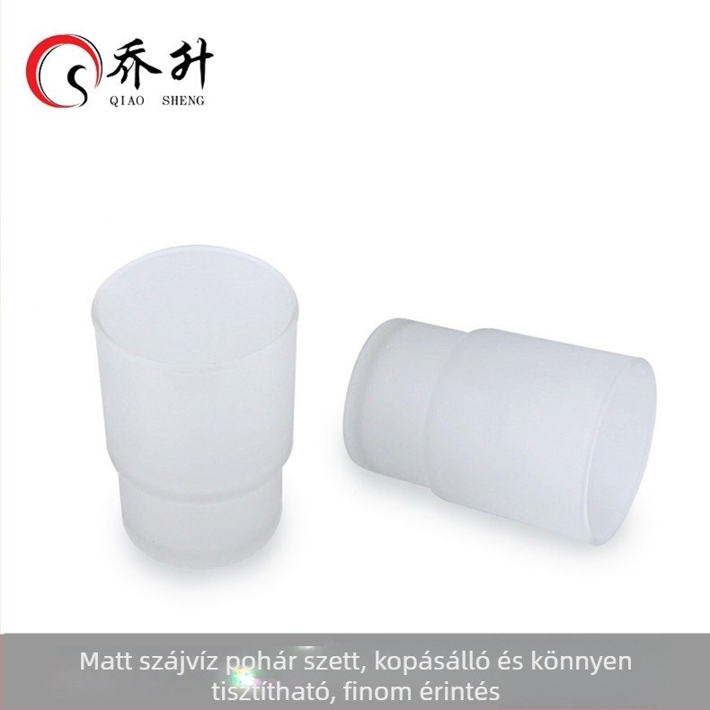 Qiao sheng 201 rozsdamentes acél, falra szerelhető dupla poharas fogkefetartó üvegpoharokkal, tükörfényes felület, modern minimális stílus