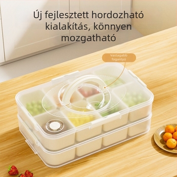 Nyolc rekeszes élelmiszer-tároló doboz, zárható négyzetes alakú tároló a hűtőhöz és a fagyasztóhoz, 501–1000 ml, műanyag, több rétegű