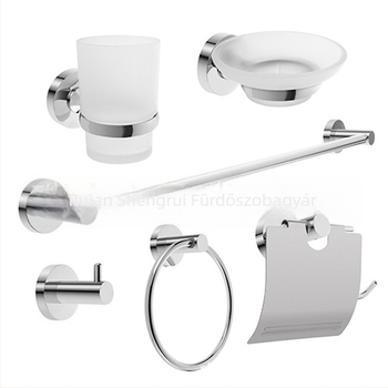 San ruijia Cinkötvözet fogkefetartó és mosdó pohár tartó, kettős pohárral, krómozott felület, 3 kg teherbírás