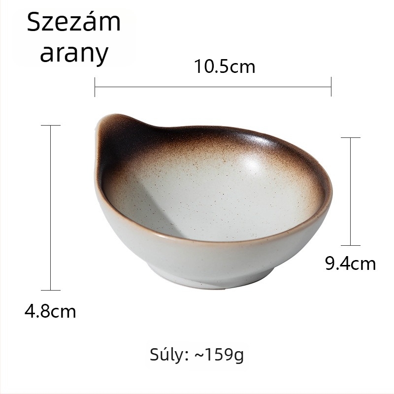 Japán stílusú kerámia fűszertál fogantyúval, szabálytalan alakú, csillagos ég mintával, mikróban is használható