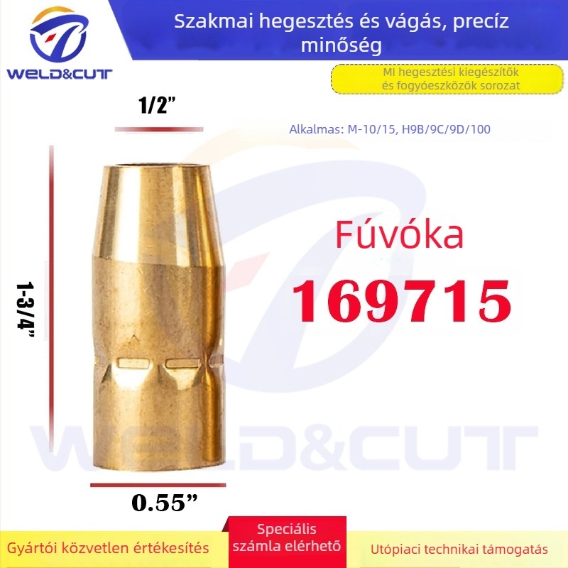 Gázhegesztő pisztoly fúvóka 169715 – M10 és M15 kompatibilis, fogyóeszközök és kopóalkatrészek