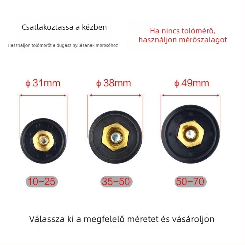 Elektrohegesztőgép csatlakozó aljzat, tiszta réz érintkezők, gyorscsatlakozás, modell DKJ10-2535-50-70