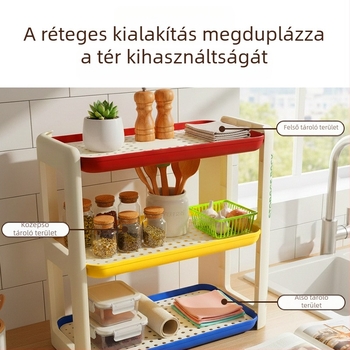 3-szintes asztali pohár- és tárolóállvány, PP anyag, multifunkcionális, smink, konyha, hálószoba és fürdőszoba számára