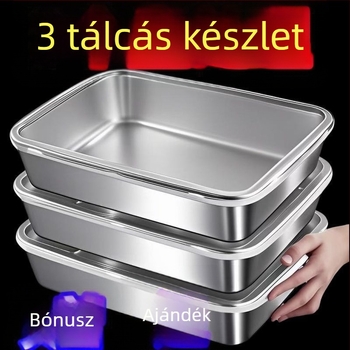 Élelmiszer-tároló doboz, kerek, 304 rozsdamentes acél, kapacitás 1–2 L, prémium minőség