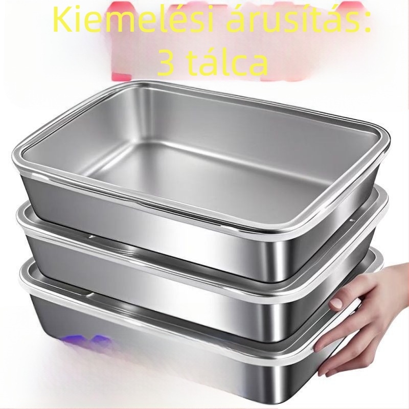 Élelmiszer-tároló doboz, kerek, 304 rozsdamentes acél, kapacitás 1–2 L, prémium minőség