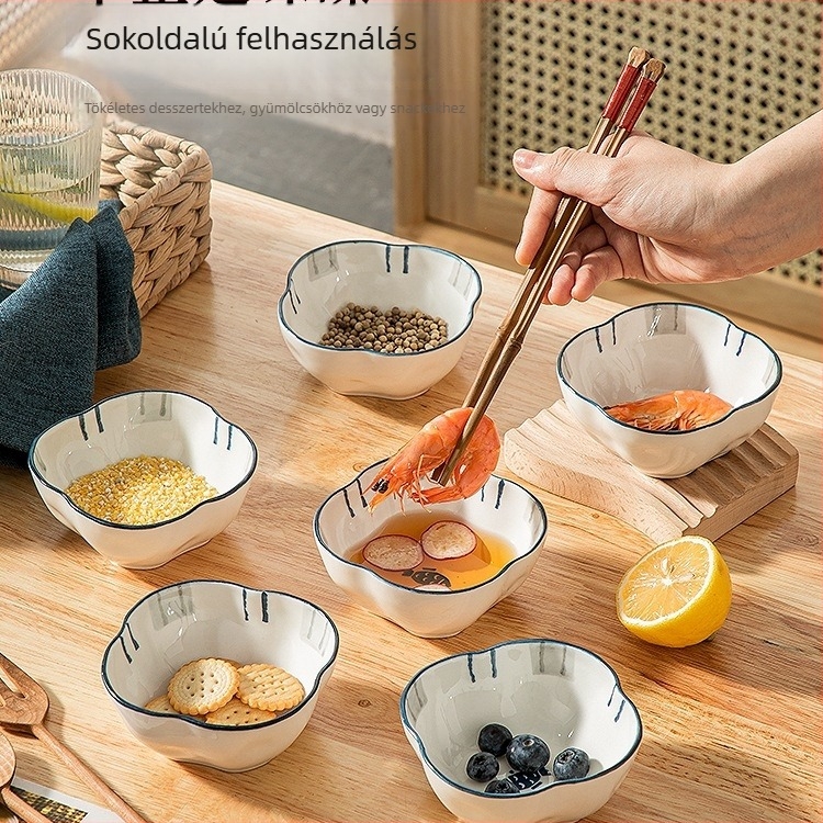 Porcelán szósz tál, japán stílus, szabálytalan forma, kézzel rajzolt felület, mintázat 69850