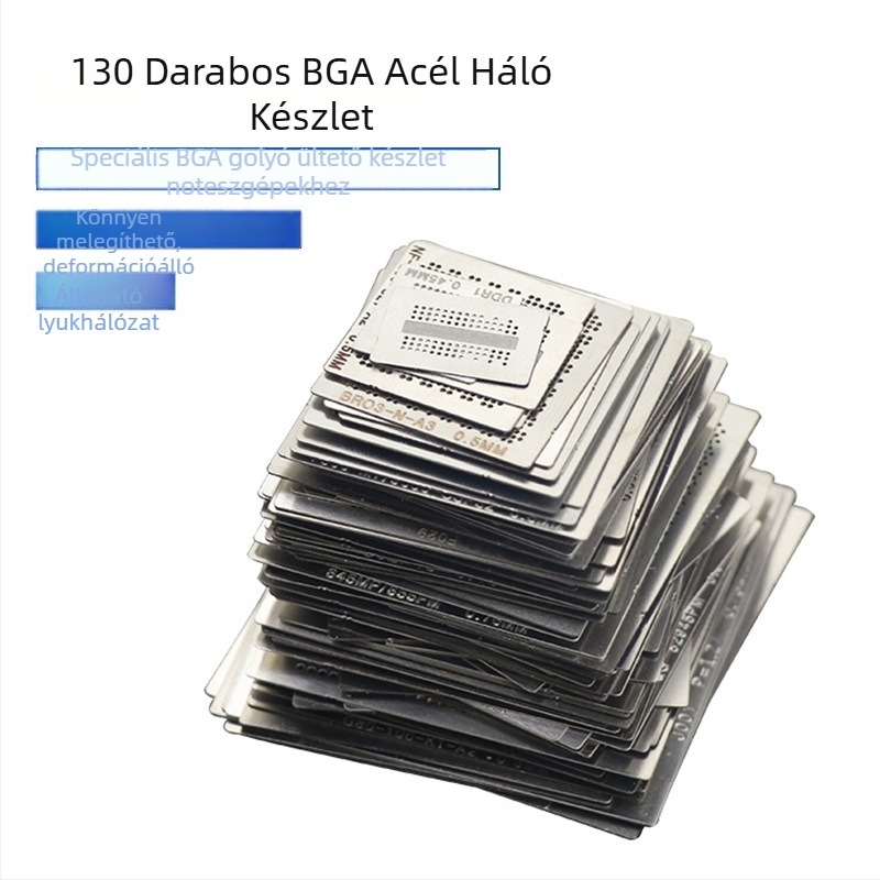 BGA reballing sablon, acélháló, 130 darabos készlet a BGA golyók felhelyezéséhez