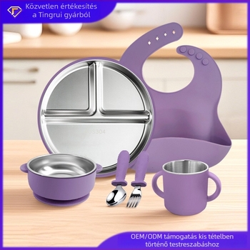 Ginrei babaszilikon étkezőkészlet — hat darab, élelmiszer-minőségű szilikon, 3 hónapos kortól