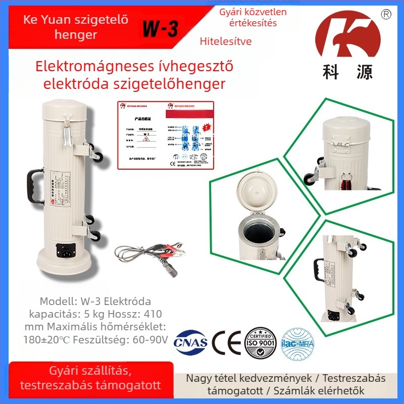 Hordozható elektróda szigetelőhenger, W-3 modell; vízszintes/függőleges szigetelés; 60-90V; 5 kg kapacitás