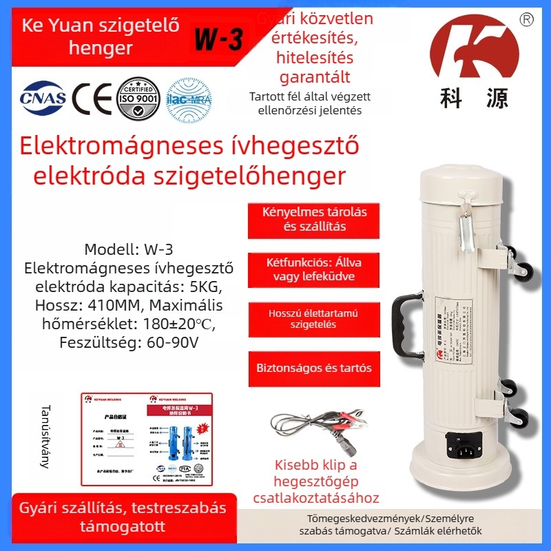 Hordozható elektróda szigetelőhenger, W-3 modell; vízszintes/függőleges szigetelés; 60-90V; 5 kg kapacitás