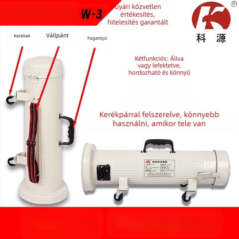 Hordozható elektróda szigetelőhenger, W-3 modell; vízszintes/függőleges szigetelés; 60-90V; 5 kg kapacitás