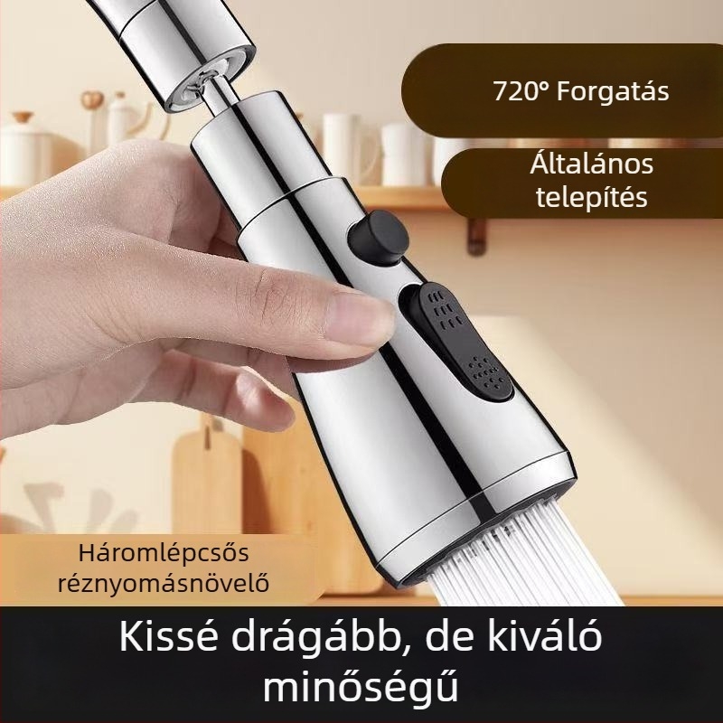 Konyhai csaptelek hosszabbítója fröccsenés elleni védelemmel, univerzális csuklóval és kinyúlással, kompatibilis a 2024070301 modellel