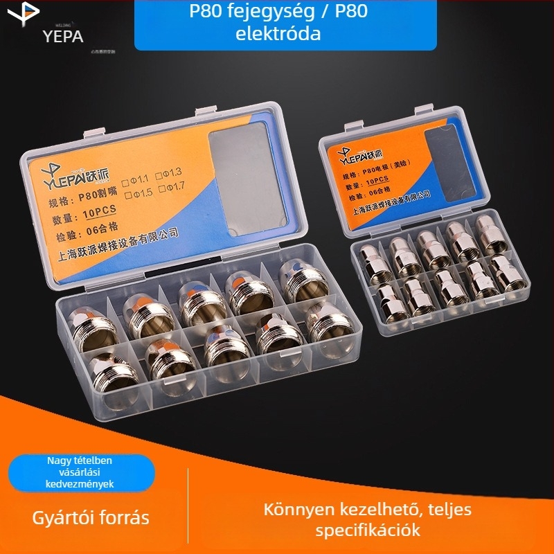 P80 plazma vágófej és elektróda készlet - Yue Pai, vörösréz, 30-50 A