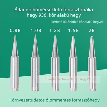 Állandó hőmérsékletű forrasztóhegy, kompatibil 936 és 908 állomásokkal, kerek és kúpos hegyek