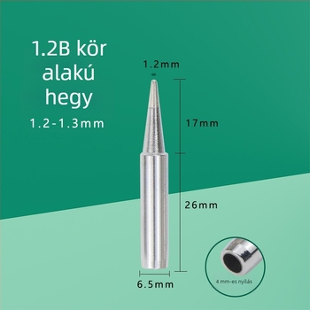 Állandó hőmérsékletű forrasztóhegy, kompatibil 936 és 908 állomásokkal, kerek és kúpos hegyek