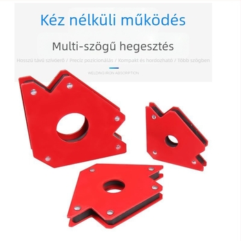 Mágneses hegesztő pozicionáló többirányú segédfiksálóval és derékszögű igazító eszközzel