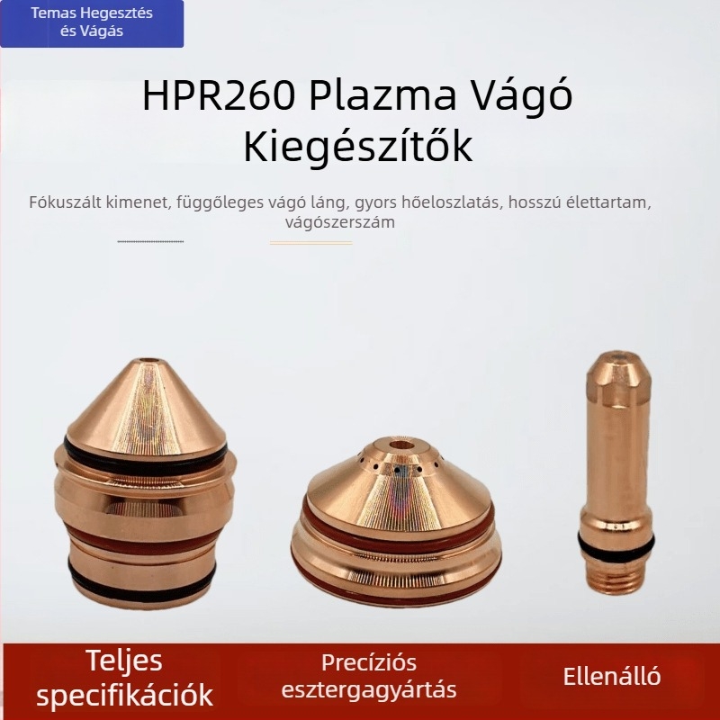 Temas plazmavágó pisztolyhoz tartozó fúvóka érintkező elektróddal és védőfedéllel
