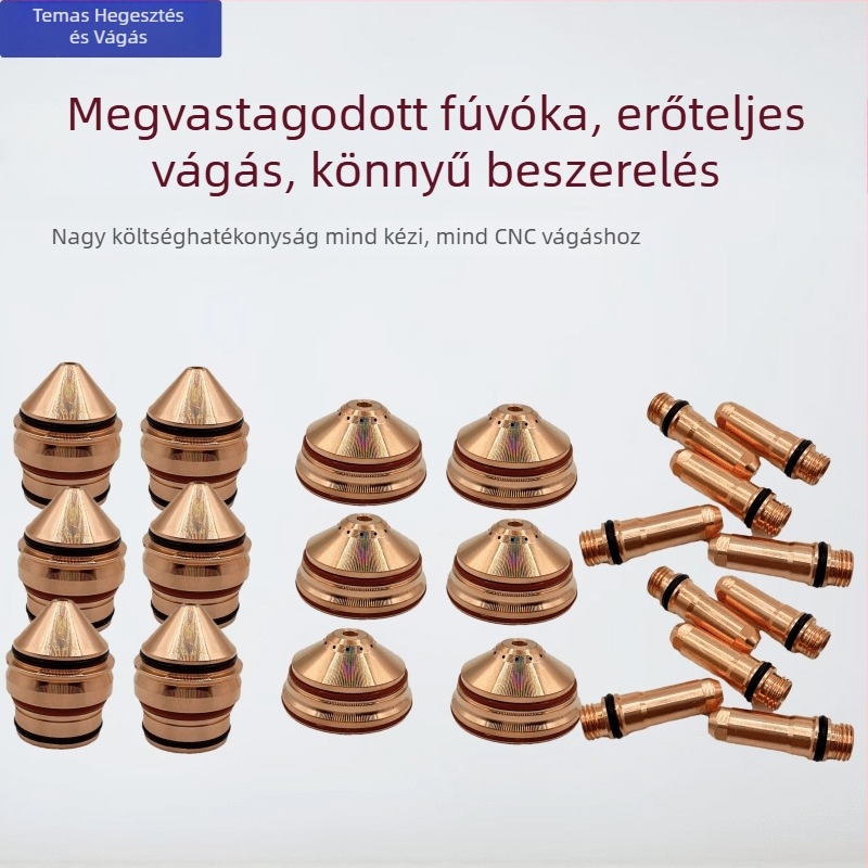 Temas plazmavágó pisztolyhoz tartozó fúvóka érintkező elektróddal és védőfedéllel
