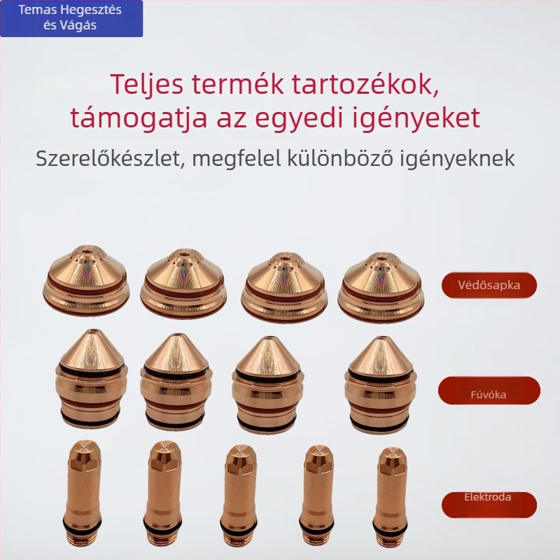 Temas plazmavágó pisztolyhoz tartozó fúvóka érintkező elektróddal és védőfedéllel