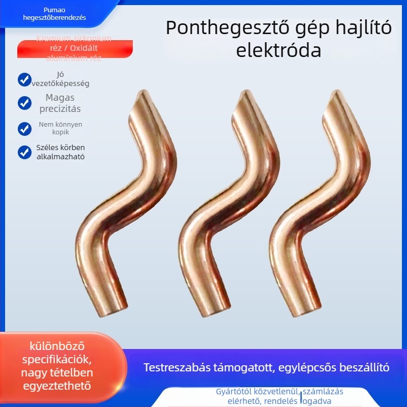 Ponthegesztéshez kiegészítők — S-formájú hajlított elektróda, Pumao, Chromium Zirconium Copper, vastagított kivitel
