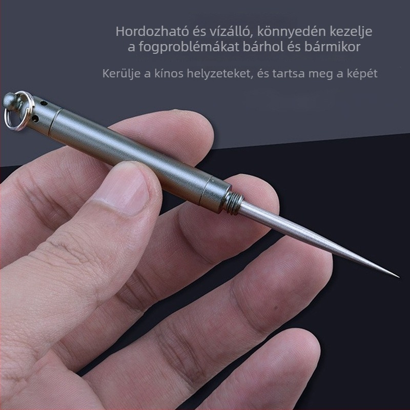 Rozsdamentes acél interdental fogpiszkáló, hordozható multifunkciós eszköz, minimalist dizájn