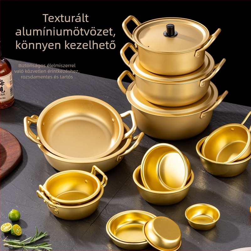 Koreai stílusú arany kör alakú tál kimchihez, szószokhoz és ízesítőkhöz