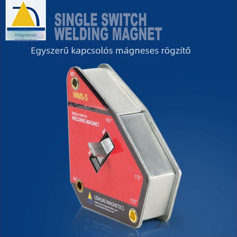 Lishuai WM5 mágneses hegesztő tartó – NdFeB, többirányú beállítás 60/90/110/115/165°, maximális húzóerő kb. 35 kg