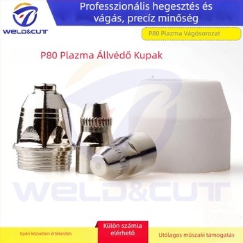 Plazma vágó P-80 készlet, 45 darab elektroda, fúvóka, védősapka és porcelán hüvely, alkalmas szénacél, rozsdamentes acél, réz és alumínium vágásához