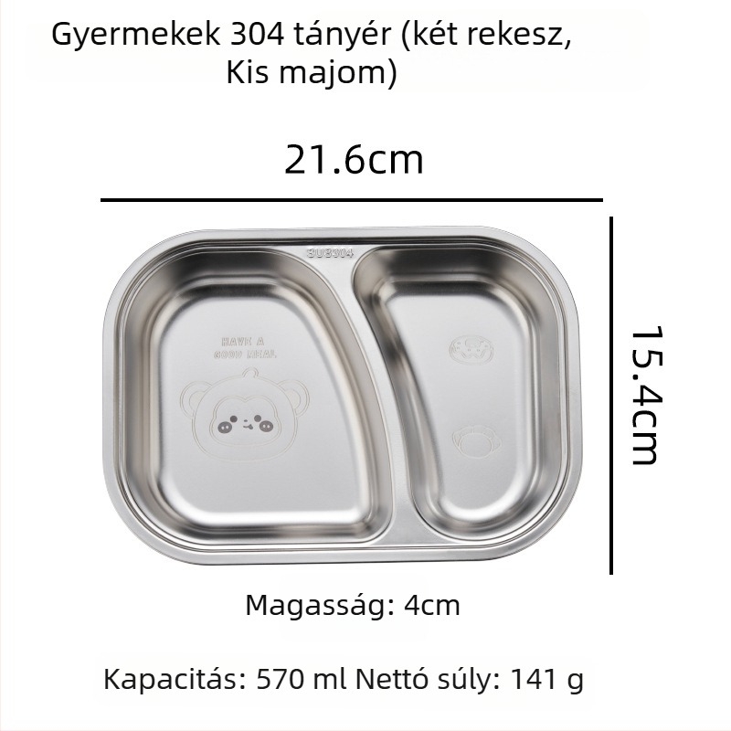 Hongjunda 304 rozsdamentes acél gyerek étlap, 6 hónapos kortól, modern minimalista stílus