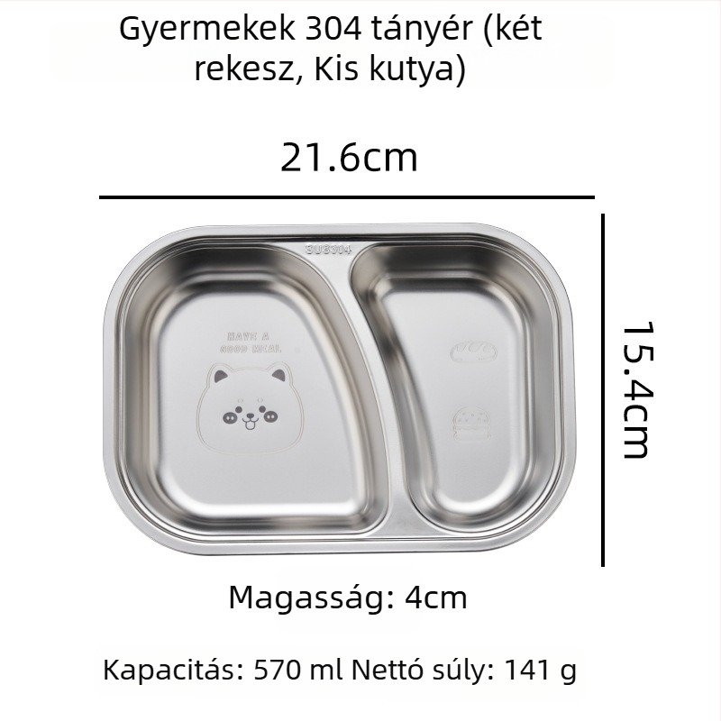 Hongjunda 304 rozsdamentes acél gyerek étlap, 6 hónapos kortól, modern minimalista stílus