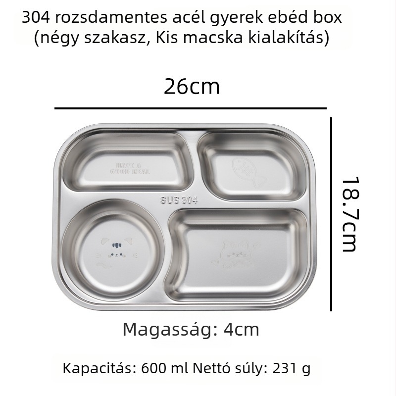 Hongjunda 304 rozsdamentes acél gyerek étlap, 6 hónapos kortól, modern minimalista stílus