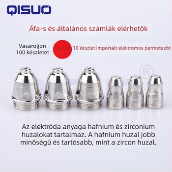P80 plazmás vágóduza, réz elektróda, hegesztőpisztoly-kiegészítők, 100 A