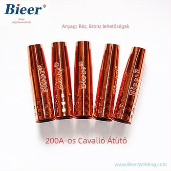 200A védőduza CO2 hegesztőpisztolyhoz, réz polírozott felülettel, kompatibilis 180A-200A pisztolyokkal, márka Bieer