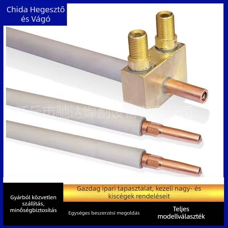 Elektroslábas hegesztőpisztoly, vízhűtéses automata, gantry-kompatibilis, hosszok: 380 mm, 500 mm és 1,2–1,6 m; vízhűtéses kábelek 1,5–2,5 m