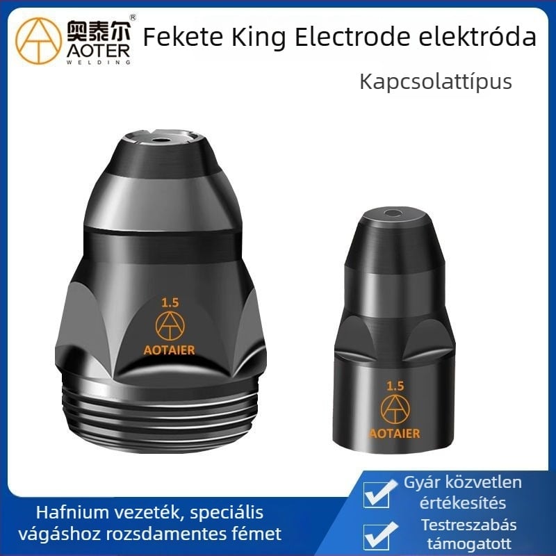 Plazma vágó elektróda fúvóka készlet, Black King Kong P80, hafnium huzal, levegő plazma, DC vágóáram