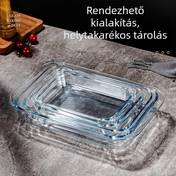 Téglalap alakú hőálló üvegsütő edény, sütőben és mikróban használható, testreszabható