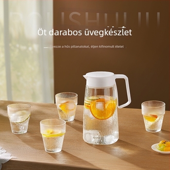 Nordic stílusú hőálló üvegből készült hideg víz kancsó készlet, 5 darabos, poharakkal